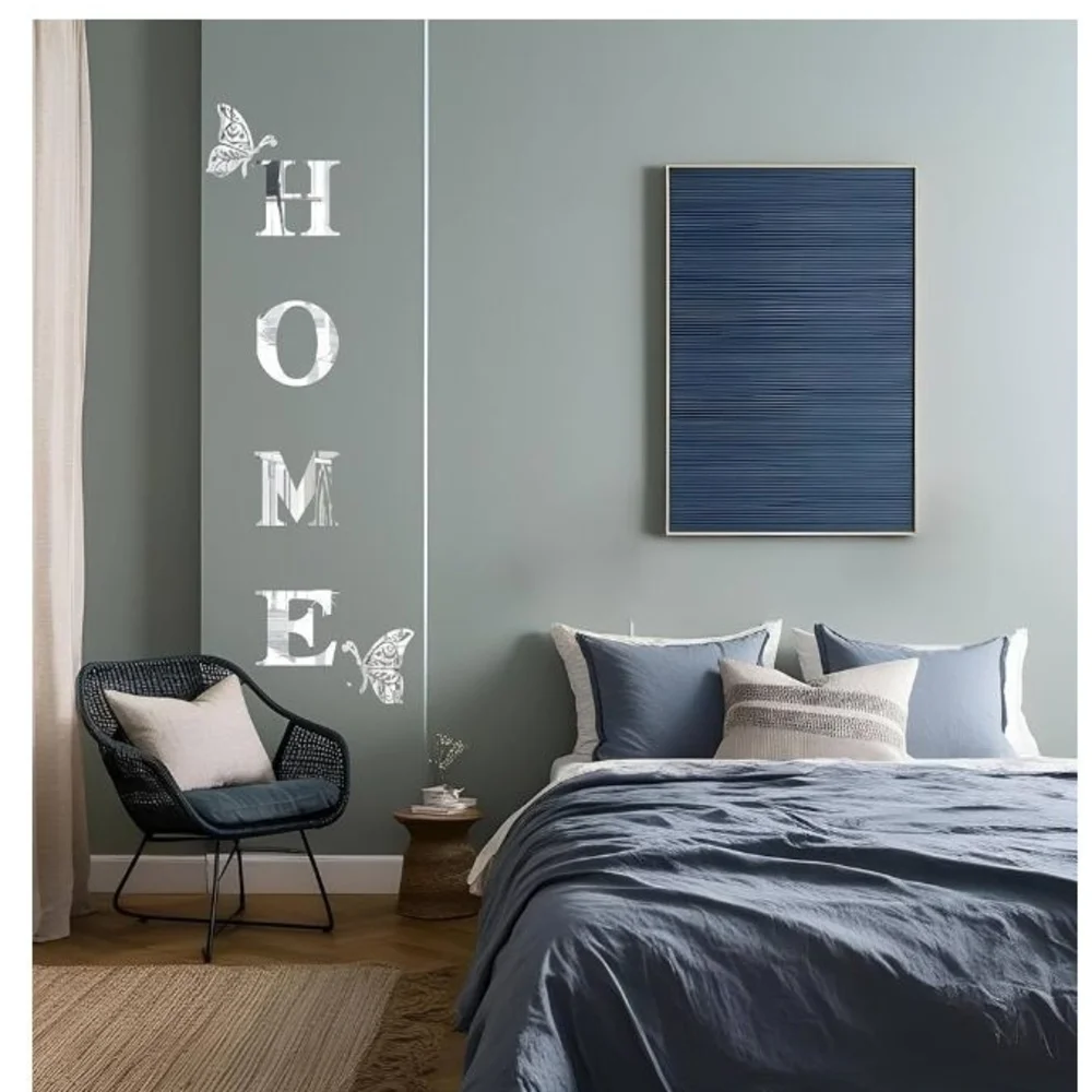 Elegant Silver 'HOME' Wall Art with Butterfly Accents